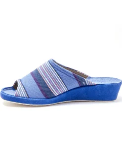 Outlet Mules rayées grande largeur Femme Pantoufles, Chaussons