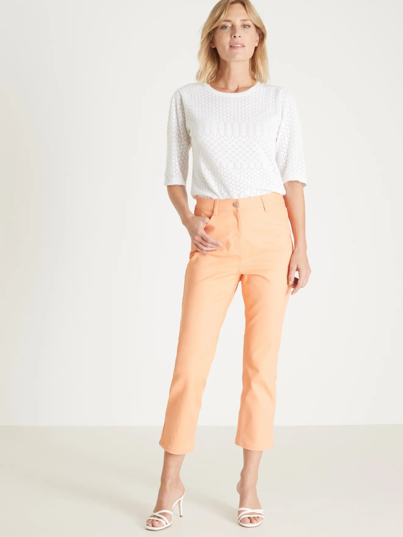 Clearance Pantacourt 5 poches coupe droite Femme Pantacourt|Pantalon