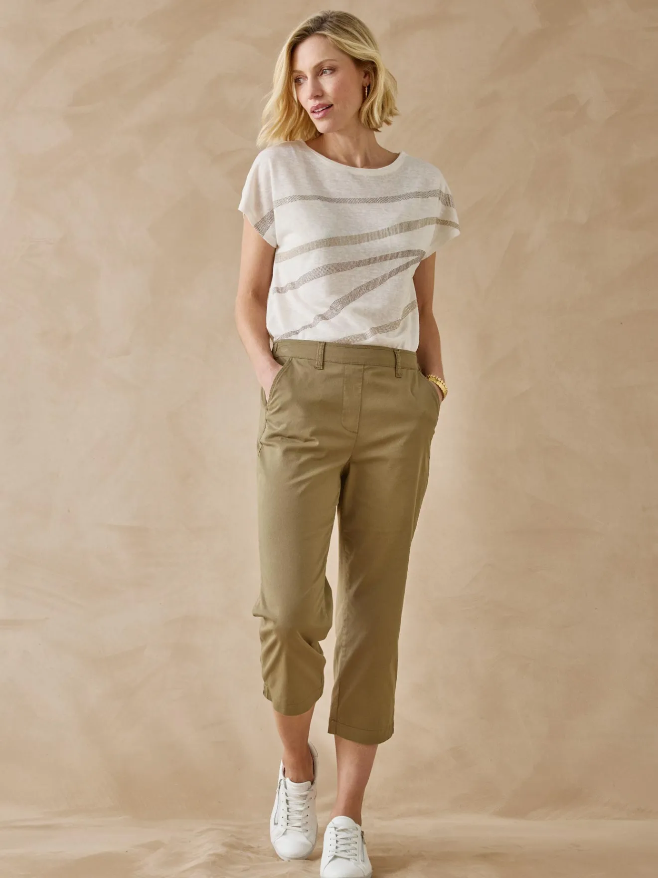 Outlet Pantacourt extensible Femme Pantacourt|Pantalon