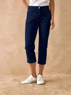 Best Pantacourt élastiqué en gabardine Femme Pantacourt|Pantalon