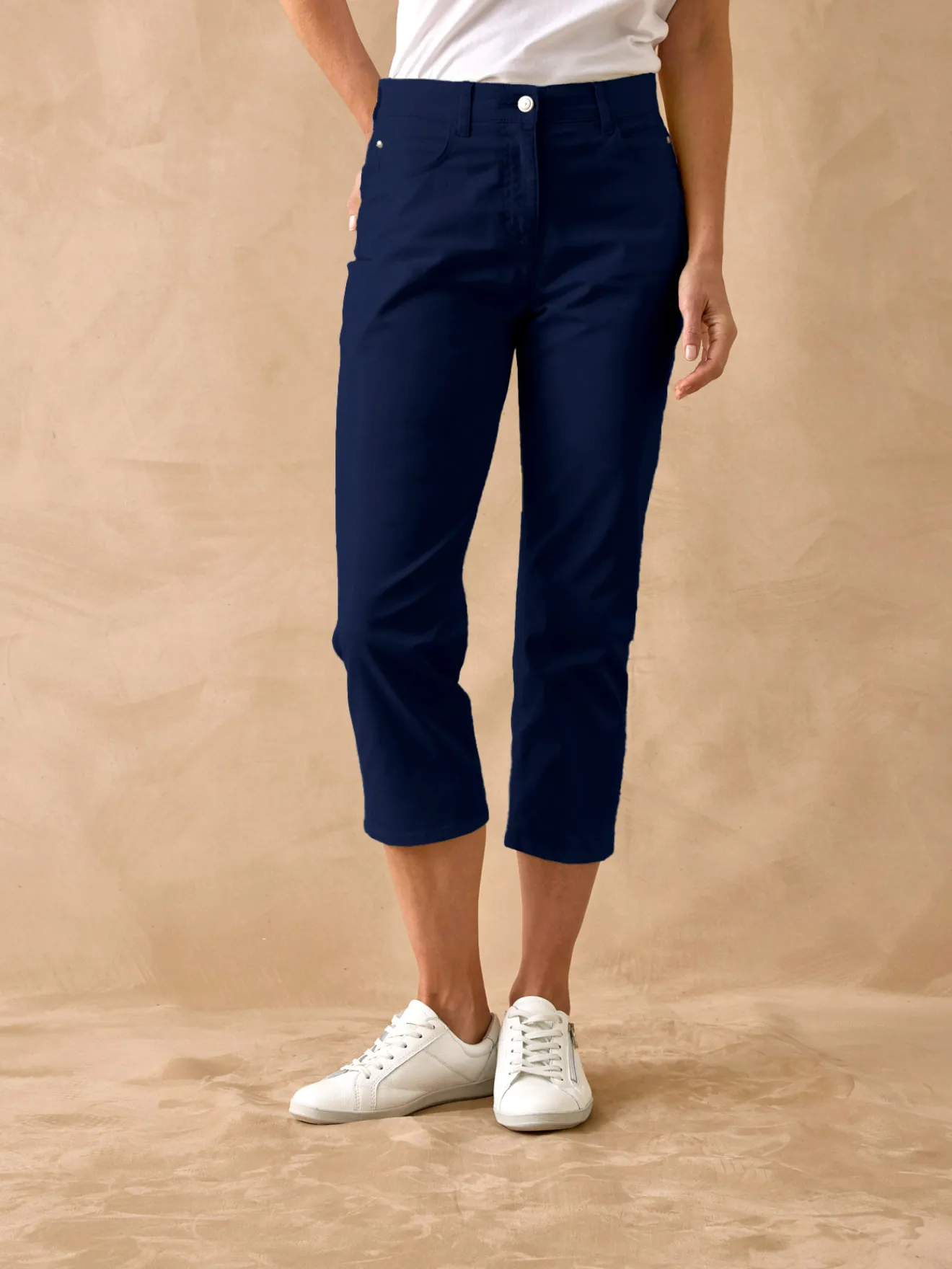 Best Pantacourt élastiqué en gabardine Femme Pantacourt|Pantalon