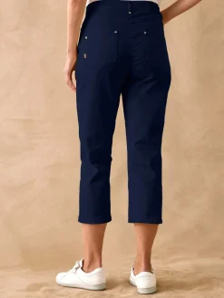 Best Pantacourt élastiqué en gabardine Femme Pantacourt|Pantalon