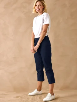 Best Pantacourt élastiqué en gabardine Femme Pantacourt|Pantalon