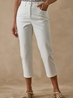 Best Pantacourt élastiqué en gabardine Femme Pantacourt|Pantalon