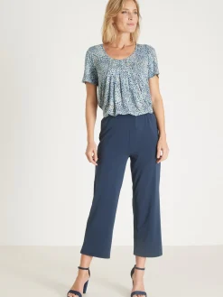Outlet Pantacourt élastiqué en maille Femme Pantacourt|Pantalon