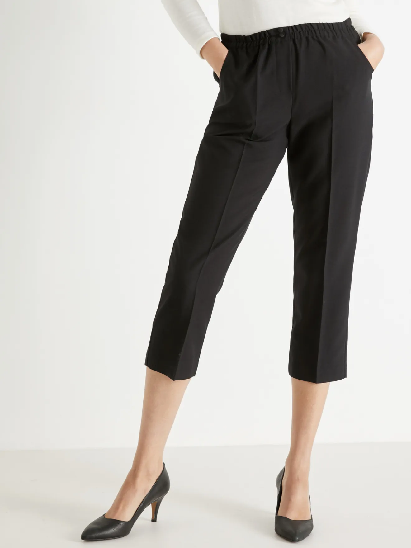 Clearance Pantacourt élastiqué entrejambe 60cm Femme Pantacourt|Pantalon