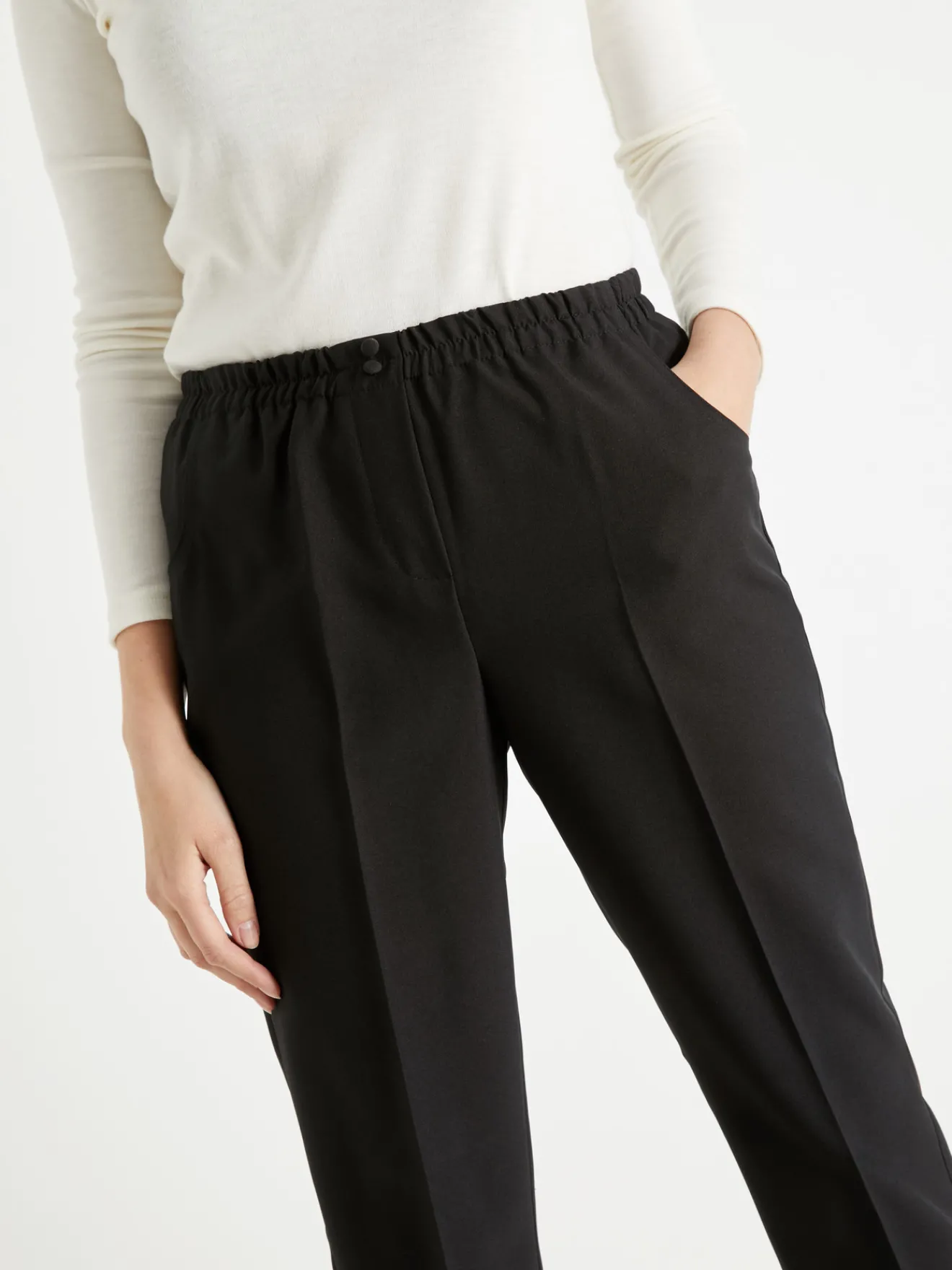 Clearance Pantacourt élastiqué entrejambe 60cm Femme Pantacourt|Pantalon