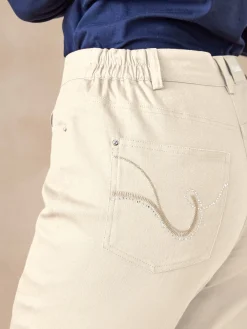 New Pantalon 5 poches taille haute Femme Pantalon