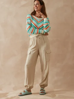 New Pantalon cargo élastiqué Femme Pantalon