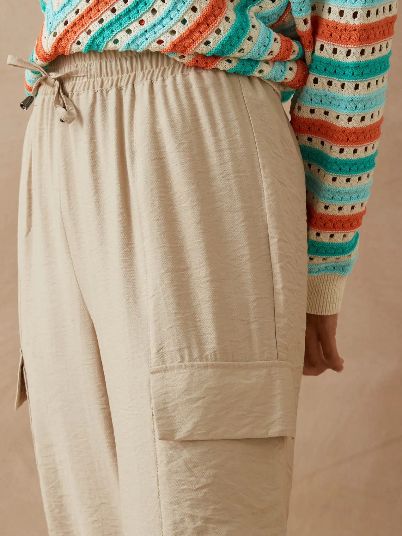 New Pantalon cargo élastiqué Femme Pantalon