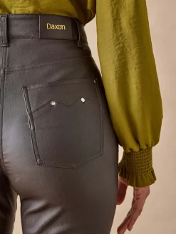 Clearance Pantalon enduit taille haute Femme Pantalon