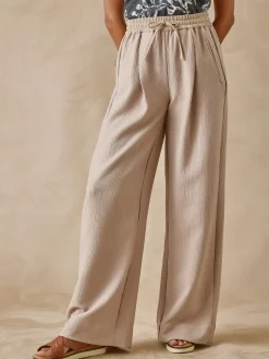 Outlet Pantalon large aspect froissé Femme Pantalon