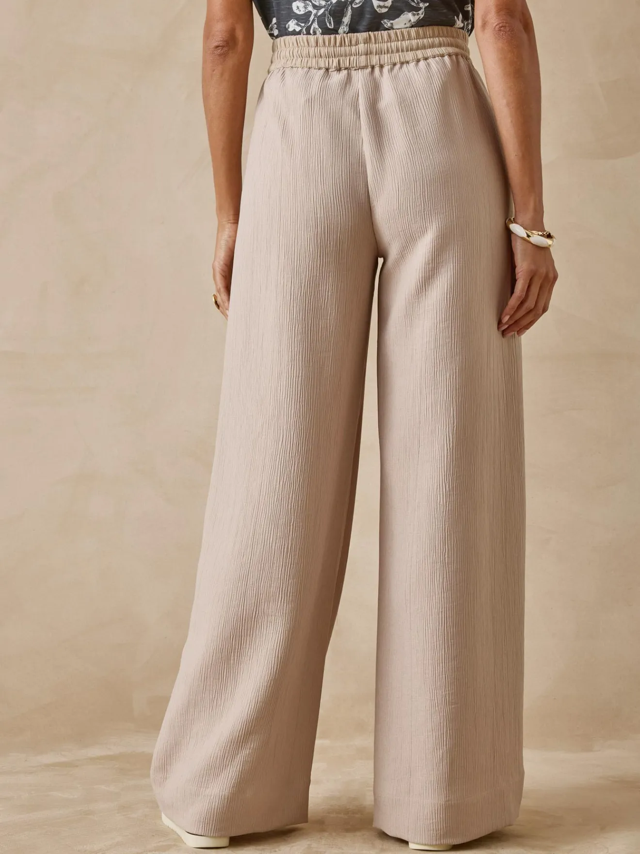 Outlet Pantalon large aspect froissé Femme Pantalon