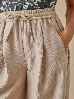 Outlet Pantalon large aspect froissé Femme Pantalon