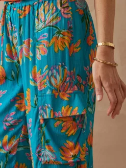 Hot Pantalon large élastiqué Femme Pantalon