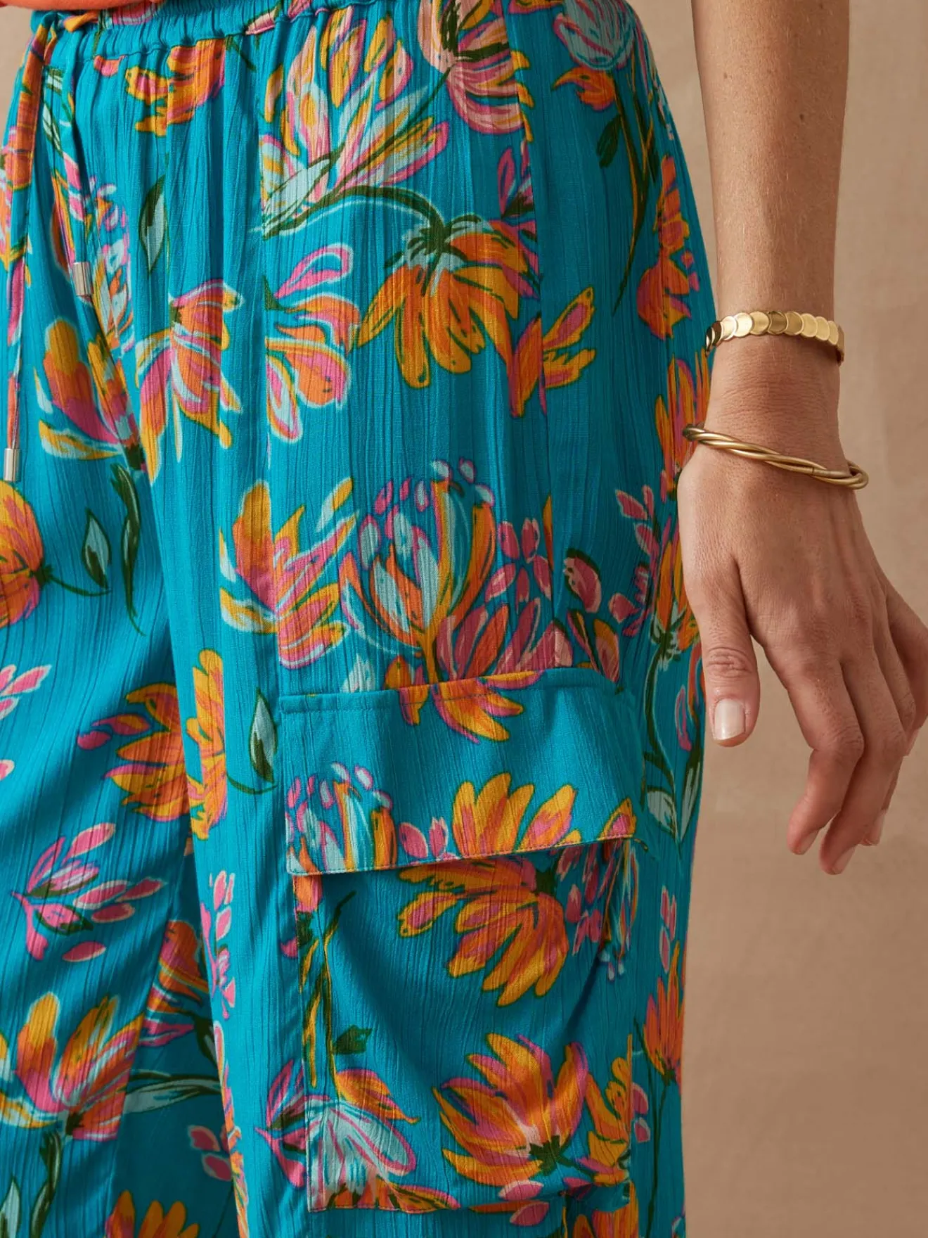 Hot Pantalon large élastiqué Femme Pantalon