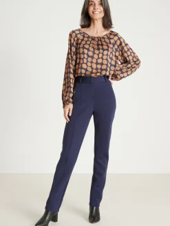 Clearance Pantalon élastiqué dos maille satinée Femme Pantalon
