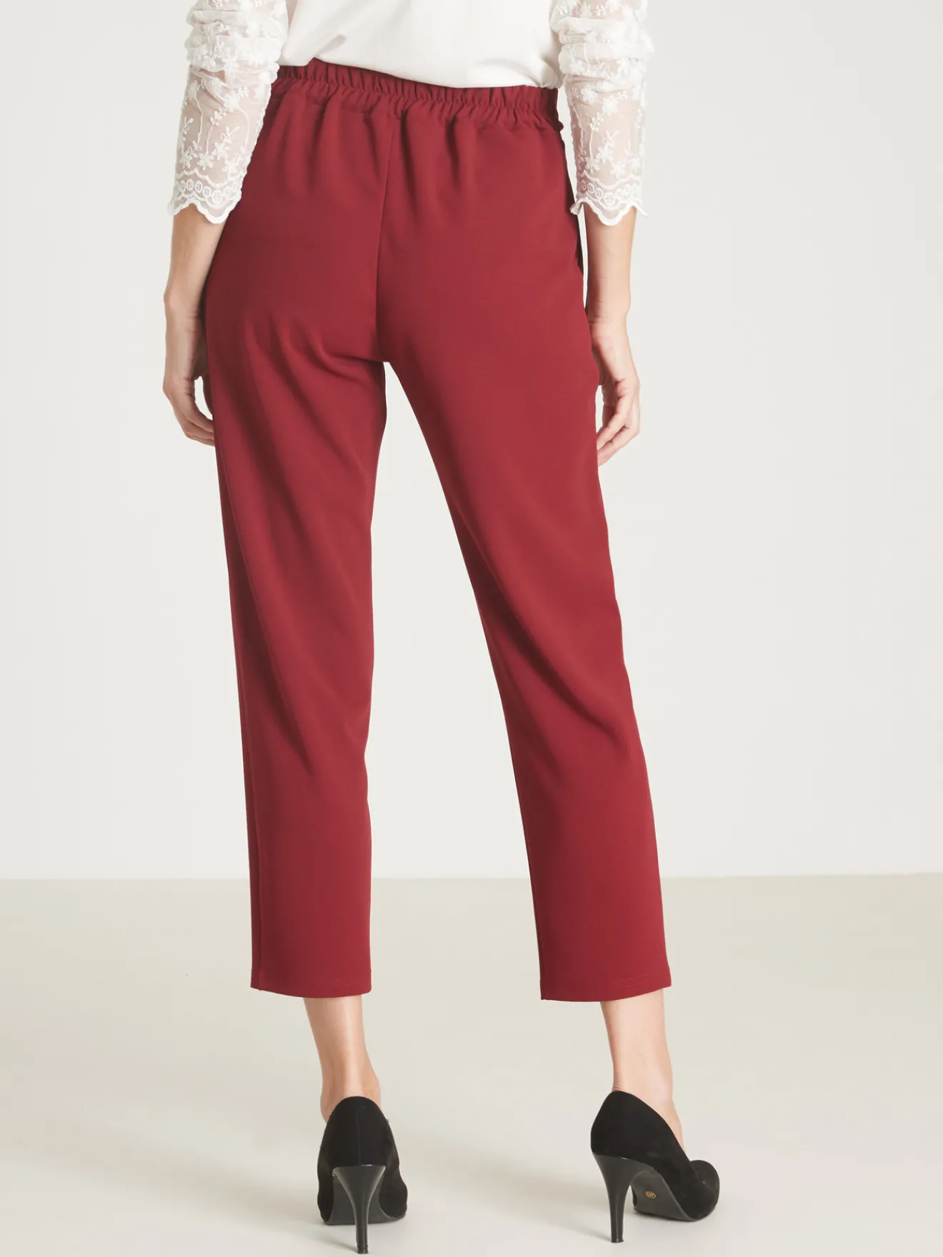 Sale Pantalon élastiqué en maille Femme Pantalon