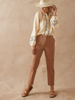 Online Pantalon 7/8ème en toile extensible Femme Pantalon