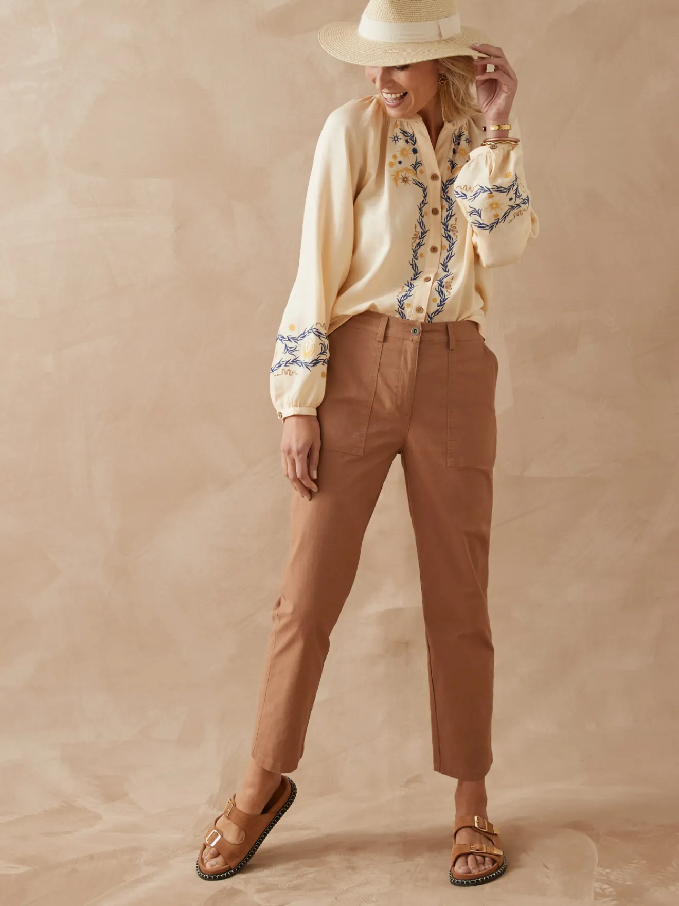 Online Pantalon 7/8ème en toile extensible Femme Pantalon