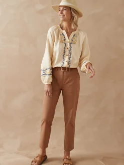 Online Pantalon 7/8ème en toile extensible Femme Pantalon