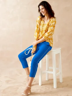 Online Pantalon raccourci élastiqué Femme Pantalon