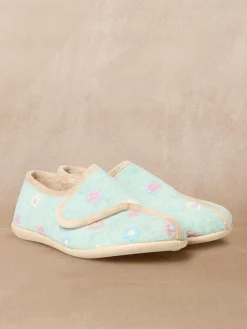 Clearance Pantoufles à scratch broderies fleurs Femme Pantoufles, Chaussons