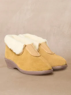 Online Pantoufles croûte de cuir fourrées Femme Pantoufles, Chaussons
