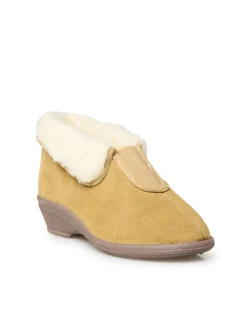 Online Pantoufles croûte de cuir fourrées Femme Pantoufles, Chaussons
