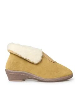 Online Pantoufles croûte de cuir fourrées Femme Pantoufles, Chaussons