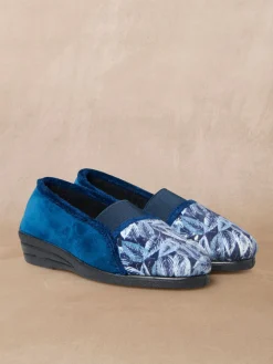 Pantoufles élastiquées molletonnées Femme Pantoufles, Chaussons