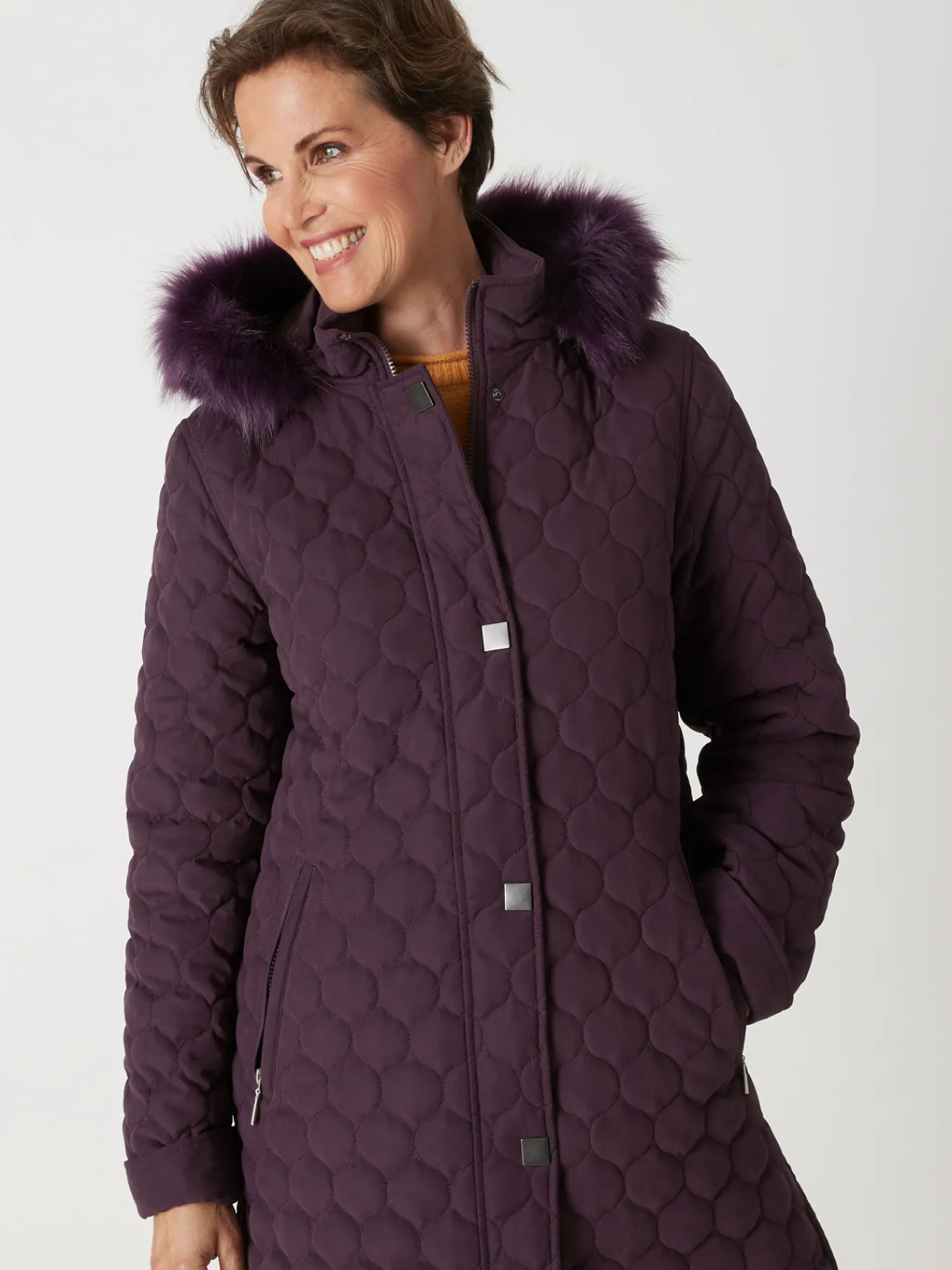 Outlet Parka matelassée courte en microfibre Femme Manteau, Parka
