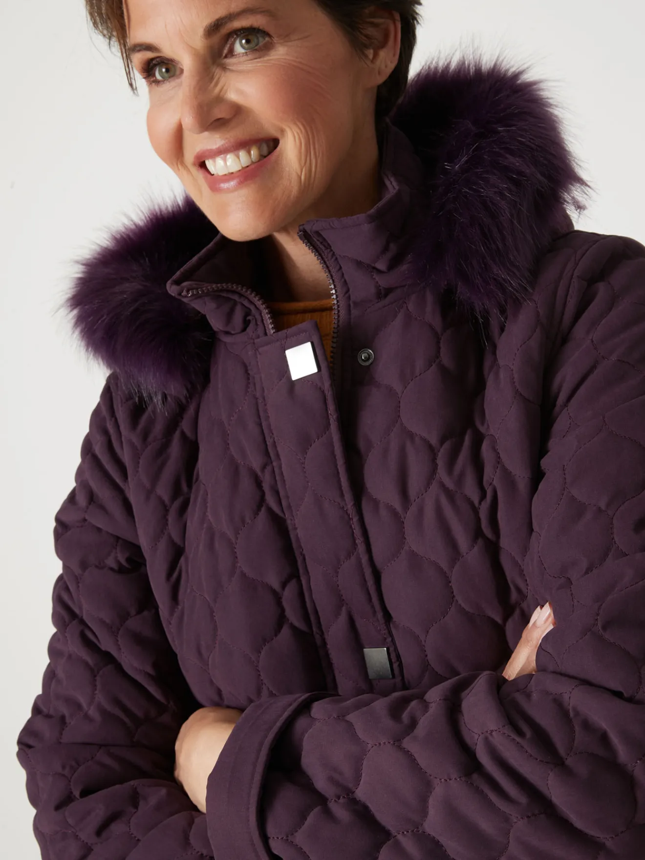 Outlet Parka matelassée courte en microfibre Femme Manteau, Parka