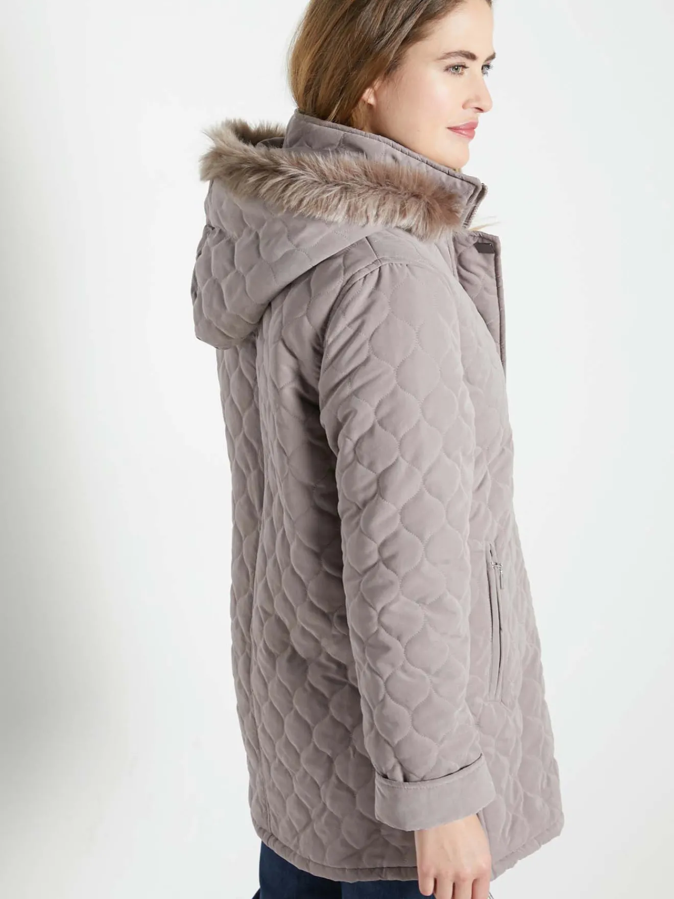 Discount Parka matelassée courte en microfibre Femme Manteau, Parka
