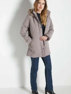 Discount Parka matelassée courte en microfibre Femme Manteau, Parka
