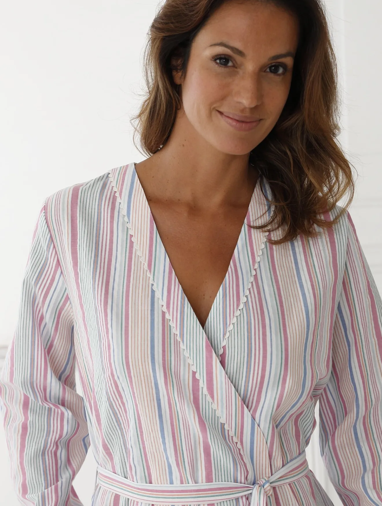 Best Peignoir forme kimono en seersucker Peignoir, Robe De Chambre