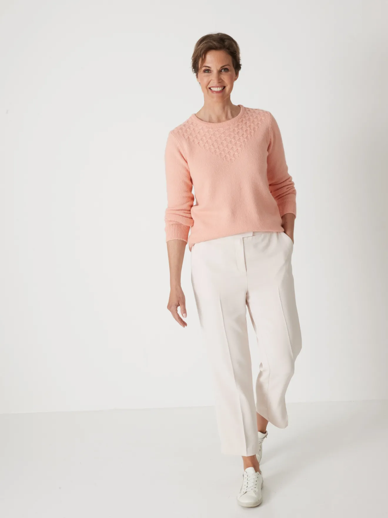 Sale Pull avec jeu de maille pointelle Femme Pull