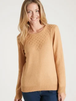 New Pull avec jeu de maille pointelle Femme Pull