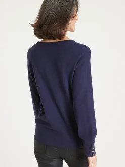 Clearance Pull boutons-bijoux aux manches Femme Pull