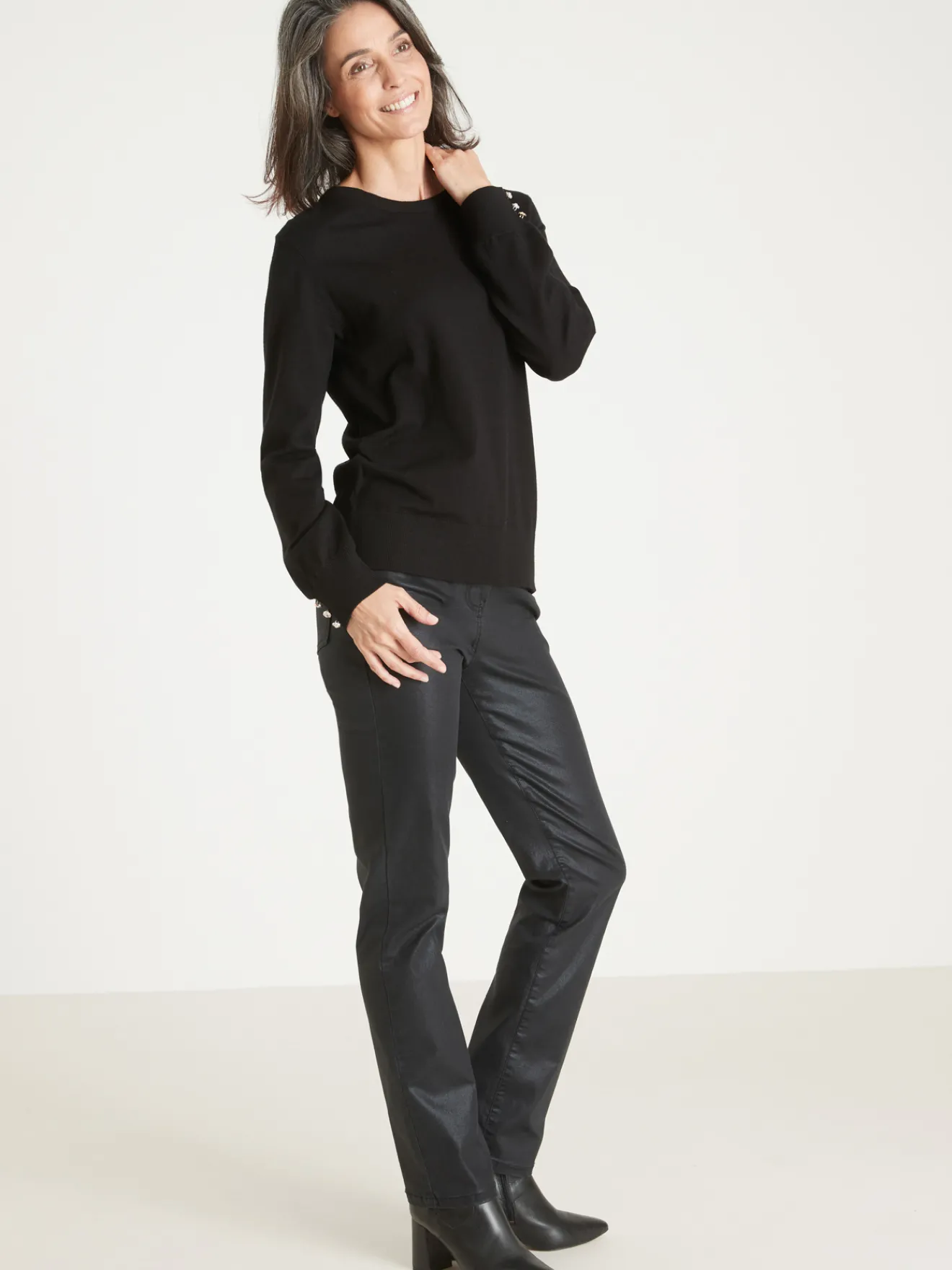 Best Pull boutons-bijoux aux manches Femme Pull