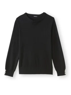 Best Pull boutons-bijoux aux manches Femme Pull