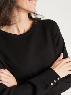 Best Pull boutons-bijoux aux manches Femme Pull