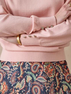 Best Pull boutons-bijoux aux manches Femme Pull