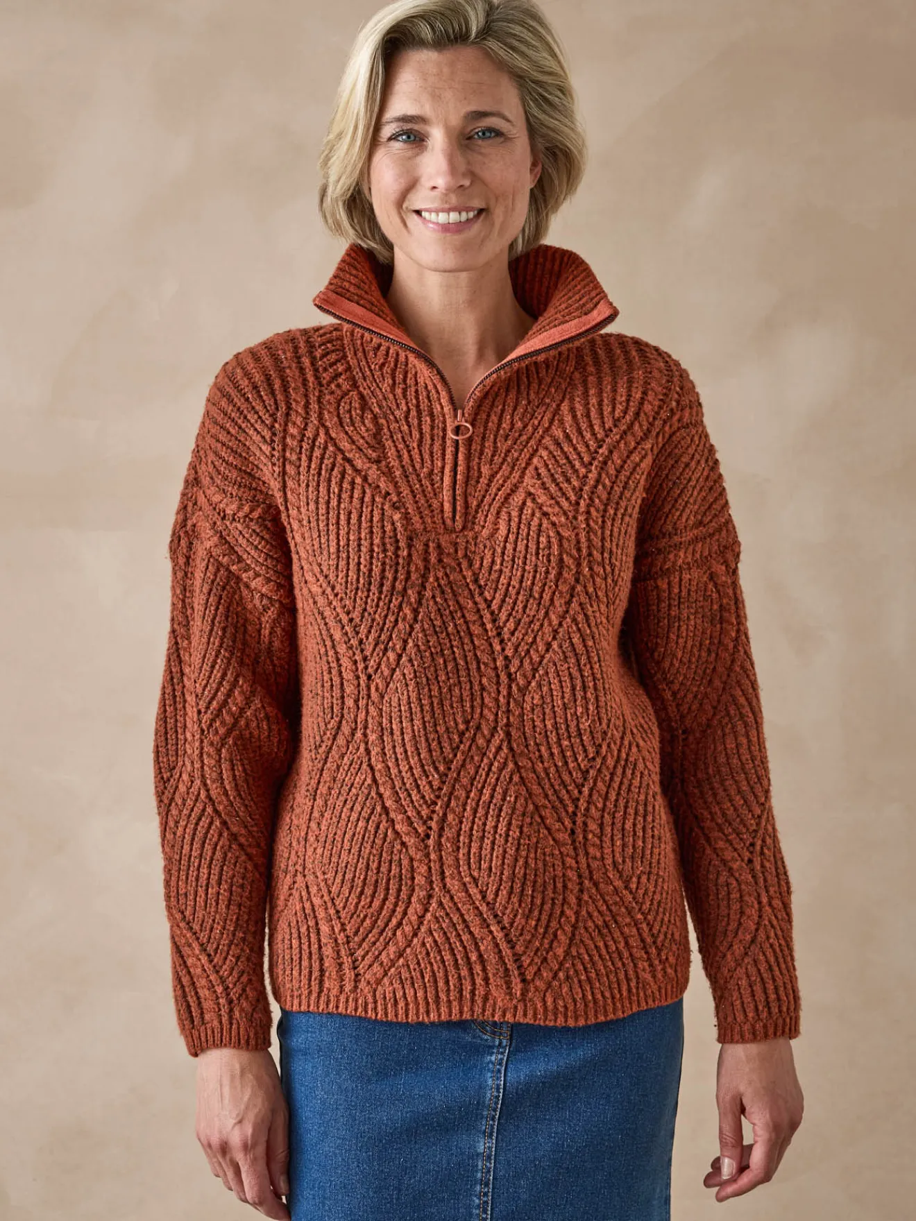 Sale Pull camionneur zippé et bonnet Femme Pull