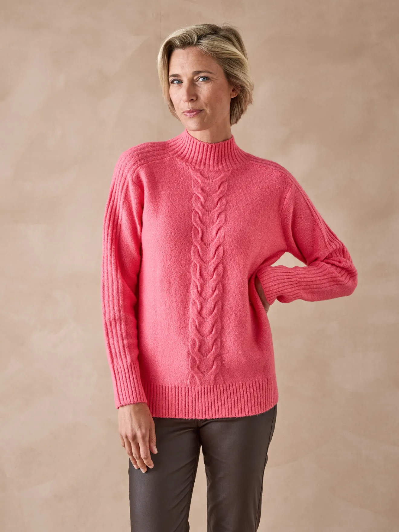 Hot Pull col montant en jersey envers Femme Pull