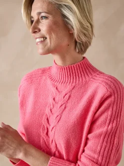 Hot Pull col montant en jersey envers Femme Pull