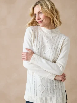 Pull col montant maille torsadée Femme Pull