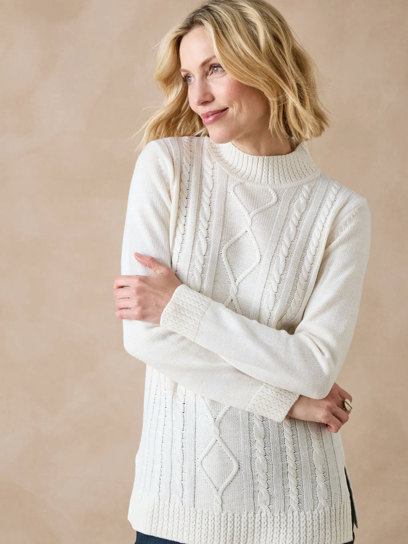 Pull col montant maille torsadée Femme Pull