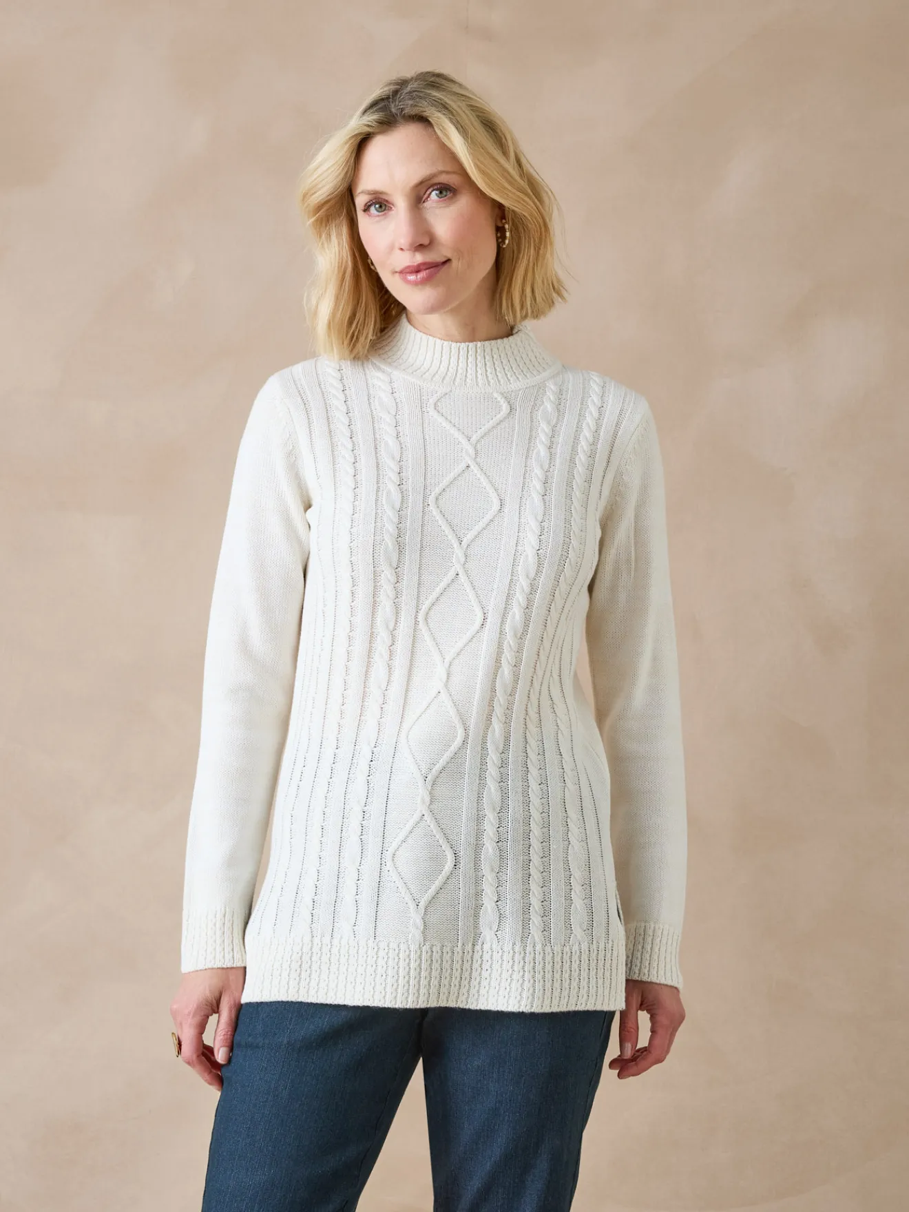 Pull col montant maille torsadée Femme Pull