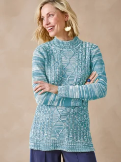 Sale Pull col montant maille torsadée Femme Pull